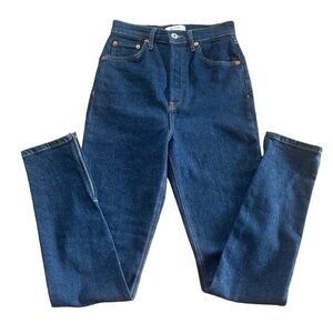 RE/DONE Jeans‎ Super High Drain Pipe Dark Wash High Rise Button Fly Size 26 NWT